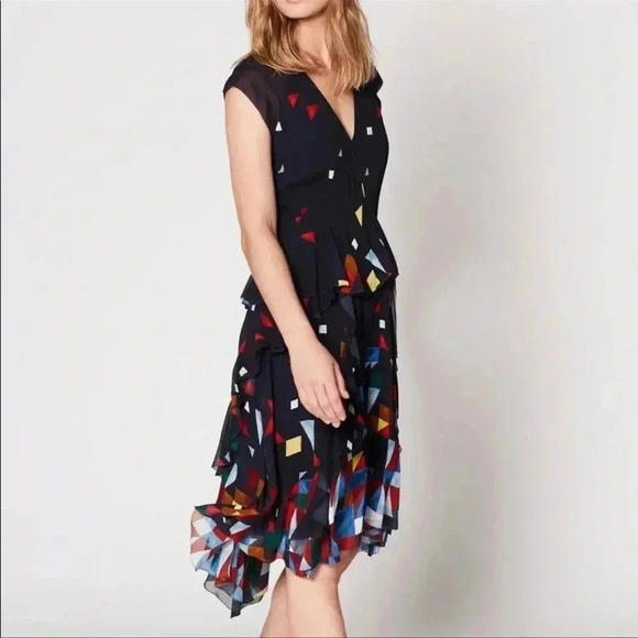 Joie Kiersten Printed Silk‎ Ruffle Dress-Size 4 - Picture 3 of 13